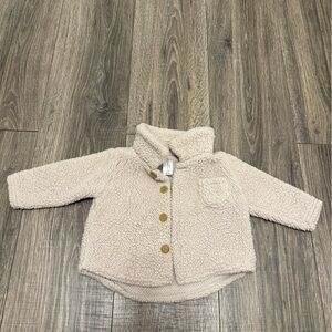 Modern Moments By Gerber Baby Beige Button Up Sherpa Fleece Size 3-6m
